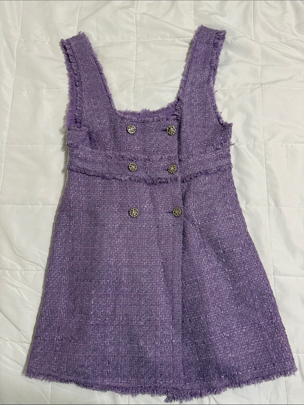 Girls' Purple Tweed Pinafore Dress